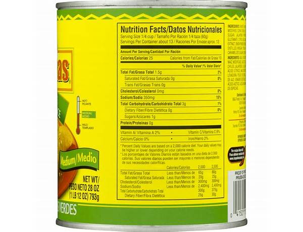 Green chile enchilada sauce nutrition facts