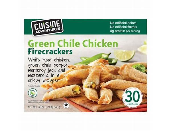 Green chili chicken firecrackers food facts