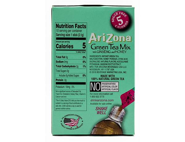 Green tea drink mix food facts