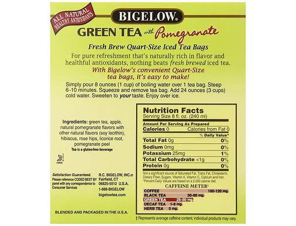 Green tea pomegranate nutrition facts