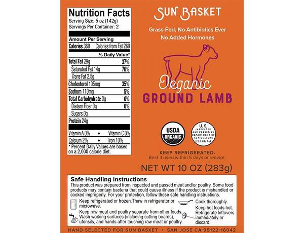 Ground lamb ingredients