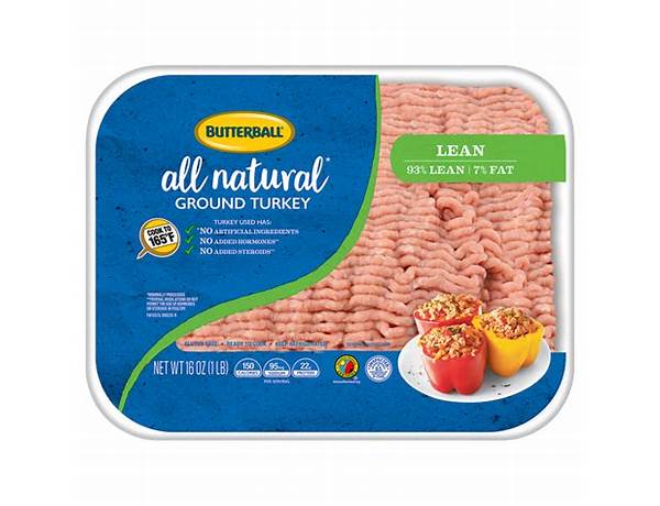 Ground turkey 93% lean food facts