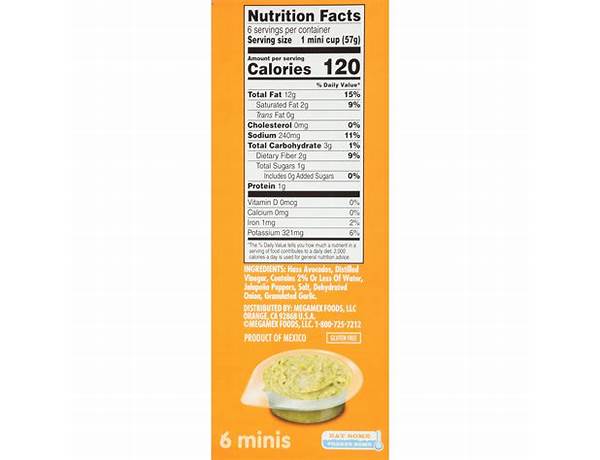 Guacamole with lime nutrition facts