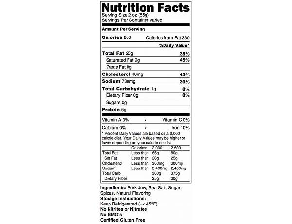 Guanciale nutrition facts