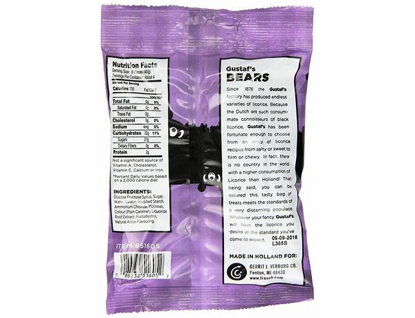 Gustafs, bears candy nutrition facts