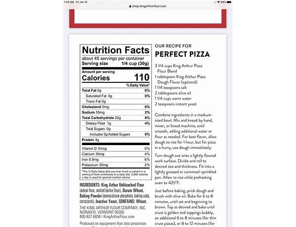 Gv pizza crust nutrition facts