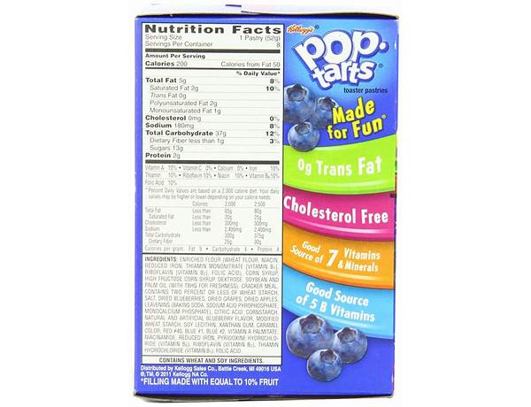 Gv pop tarts food facts