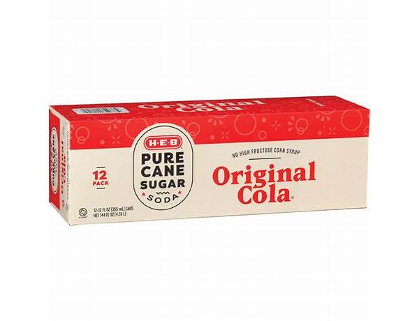 H-e-b pure can sugar original cola food facts