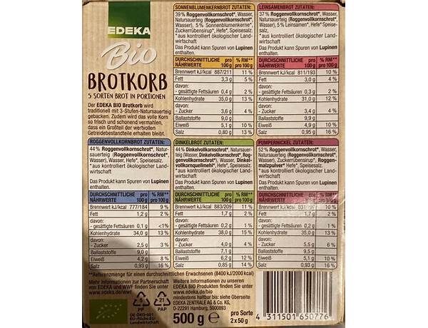 Hafervollkornbrot nutrition facts