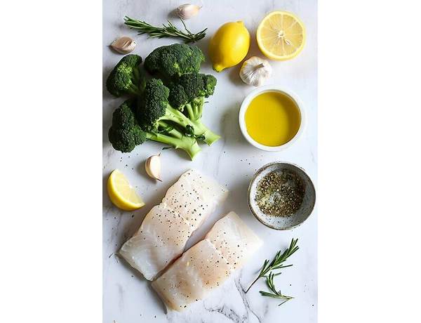 Hake fillets garlic and herb ingredients