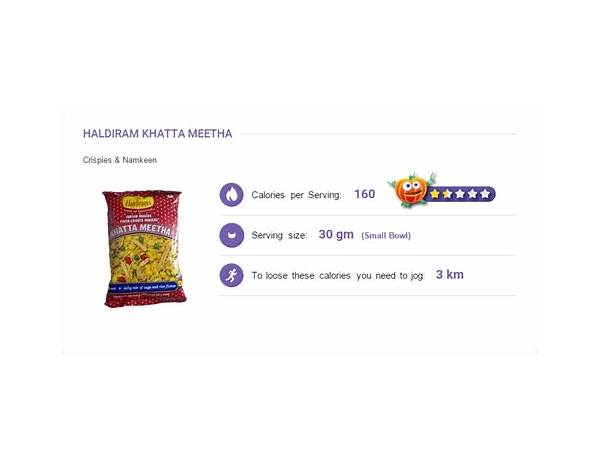 Haldiram katta meeta nutrition facts