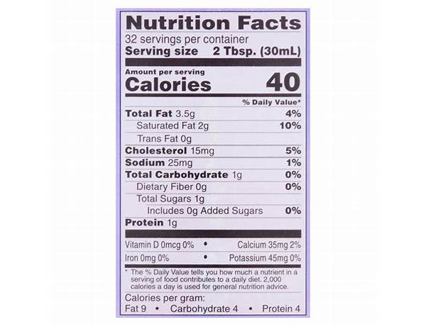 Half and half nutrition facts