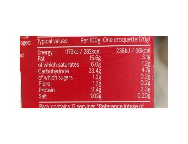 Ham croquettes nutrition facts