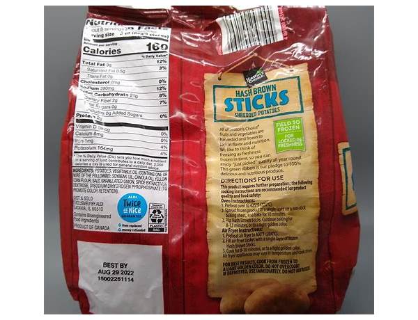 Hashbrown sticks nutrition facts