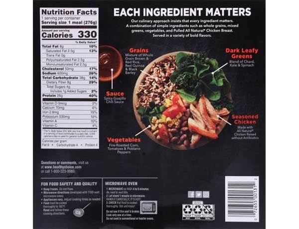 Healthy choice power bowl nutrition facts