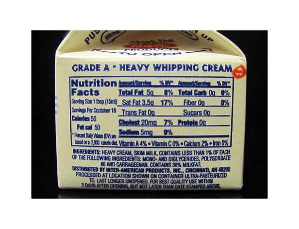 Heavy whipping cream ingredients