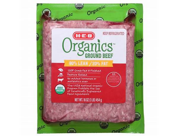 Heb organics ground beef ingredients