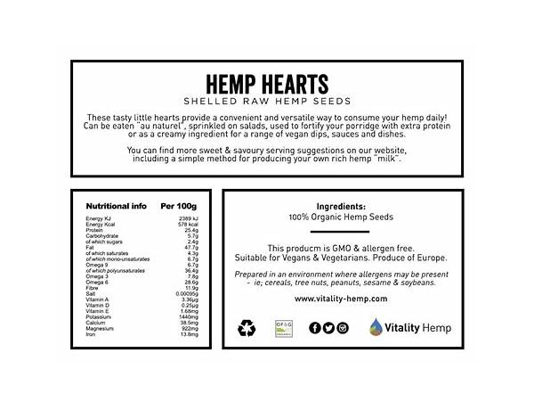 Hemp hearts ingredients