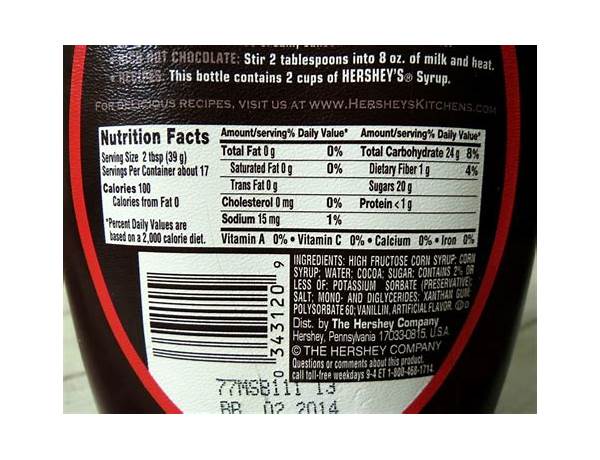 Heresy's chocolate syrup nutrition facts