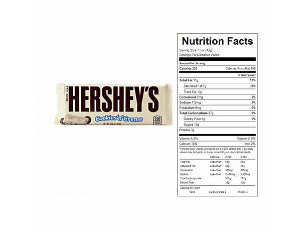 Hershey cookies 'n' creme standard food facts