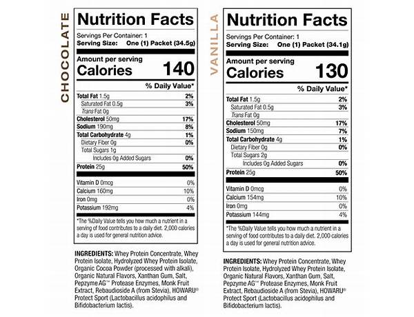 High protein vanilla food facts