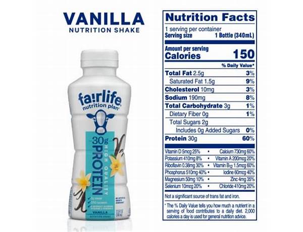 High protein vanilla shake food facts