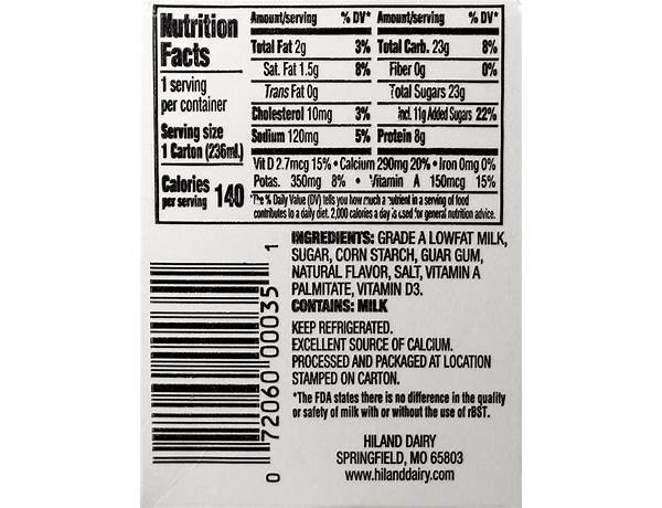 Hiland iced coffee vanilla nutrition facts