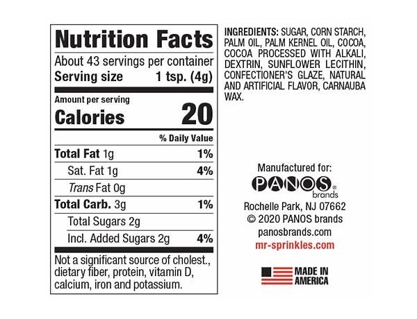 Holiday sprinkles - nutrition facts