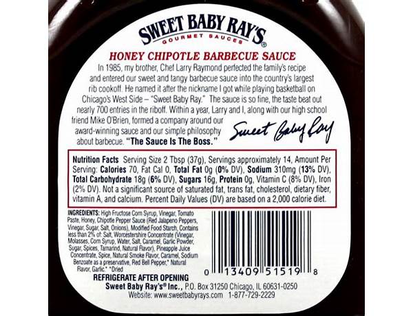 Honey bbq sauce food facts