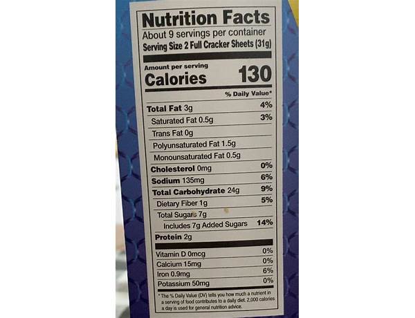 Honey flavored graham crackers nutrition facts