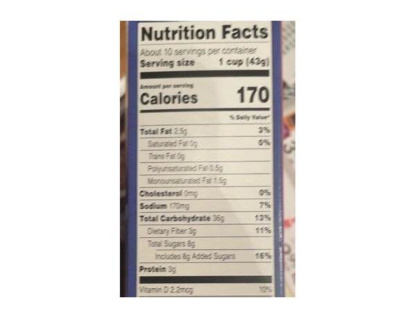 Honey oat clusters nutrition facts