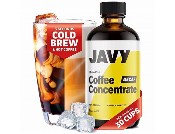 Iced coffee decaf beverage concentrate ingredients