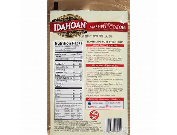 Idaho potatoes ingredients