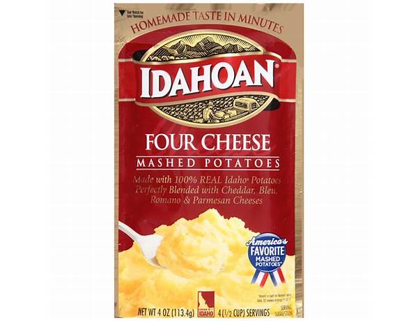 Idahoan, mashed potatoes, four cheese ingredients