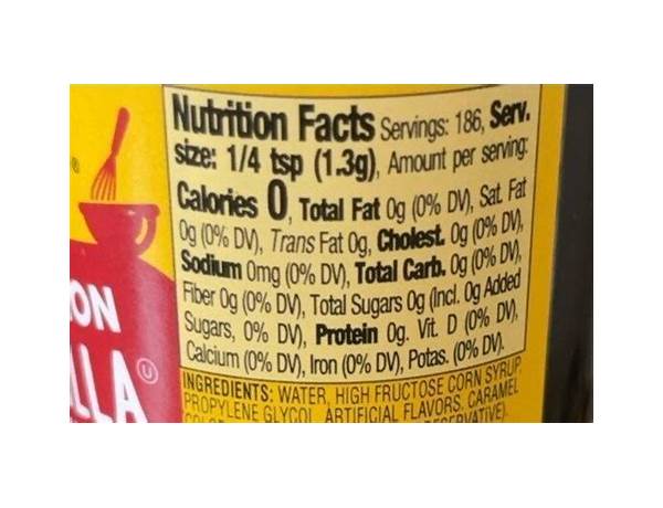 Imitation vanilla flavor nutrition facts