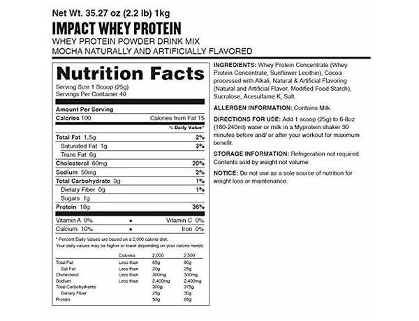 Impact protein blend nutrition facts