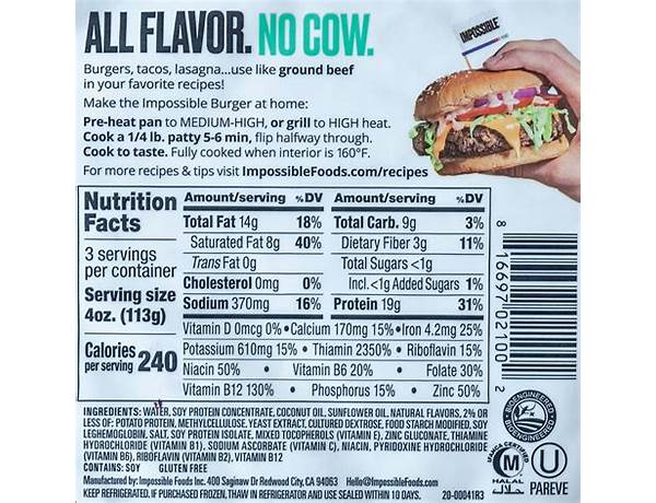 Impossible burger food facts