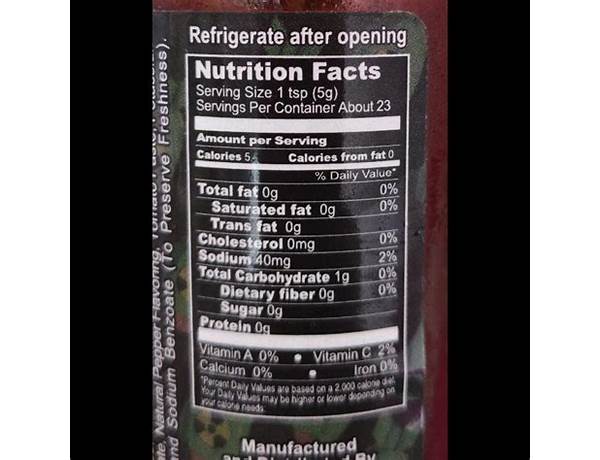 Insanity sauce nutrition facts