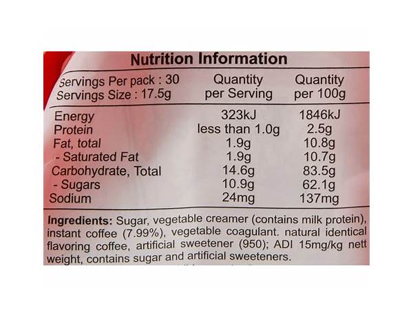 Instant coffee nestcafe ingredients