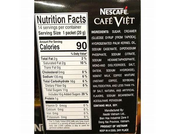 Instant coffee nestcafe nutrition facts