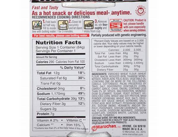 Instant lunch beef flavor nutrition facts