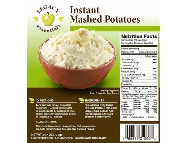 Instant mashed potatoes food facts