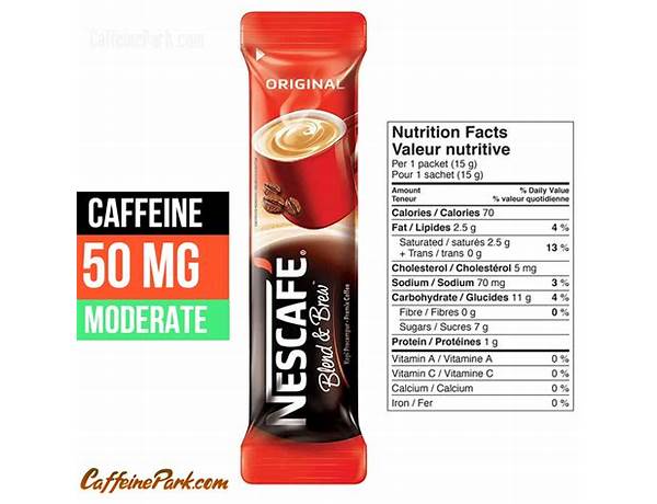 Instant original coffee food facts