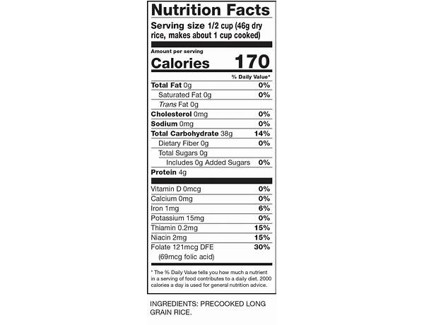 Instant white rice nutrition facts