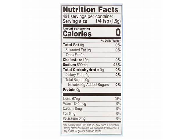 Iodize salt nutrition facts