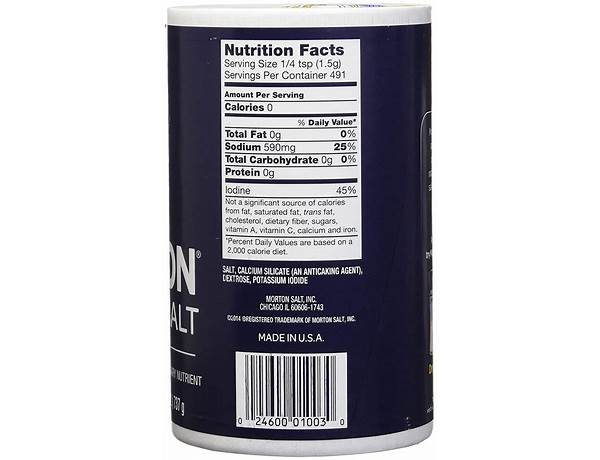 Iodized salt nutrition facts
