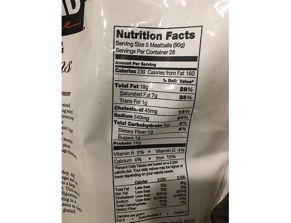 Italian style beef meatballs - nutrition facts