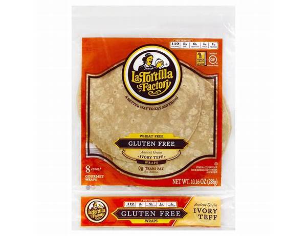 Ivory-teff wraps, gluten free food facts
