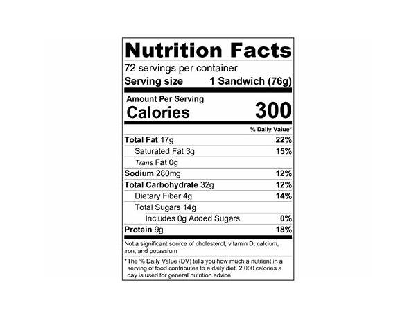 J nutrition facts