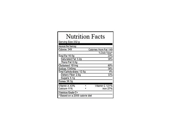 Jalfrezi nutrition facts